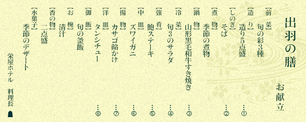 出羽の膳 お献立